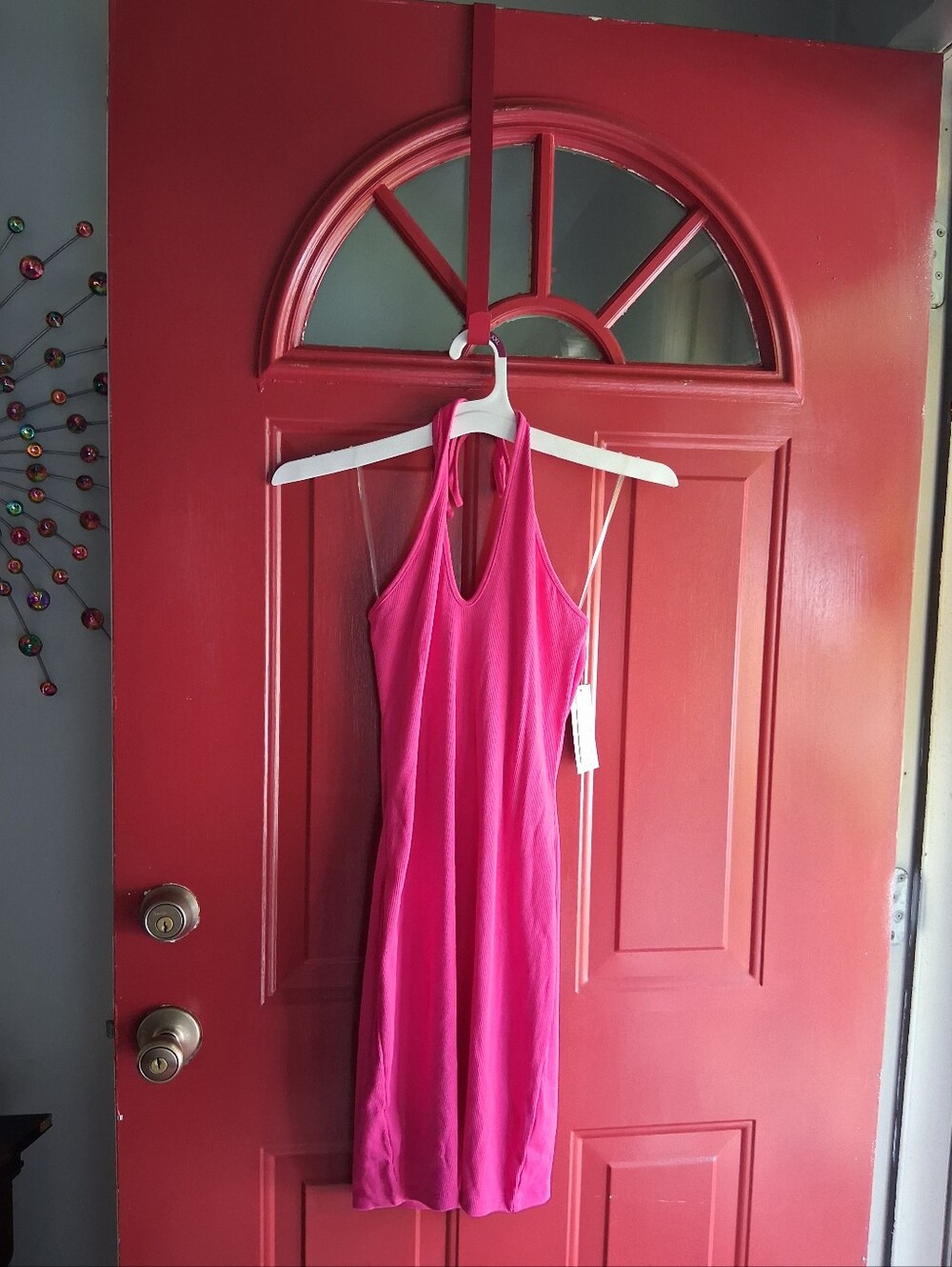 wild fable Bright Pink Ribbed Halter Dress